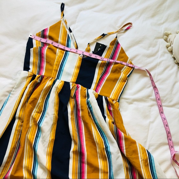 Boohoo Striped Ruffle Lace Up Back Maxi Dress - Picture 15 of 16